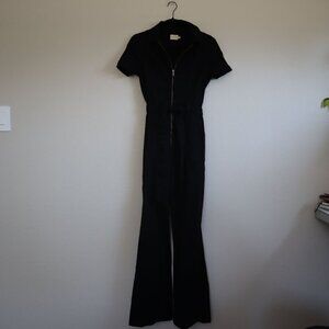 Alice + Olivia Women's Black Gorgeous Collar Wide-leg Jumpsuit Size 28